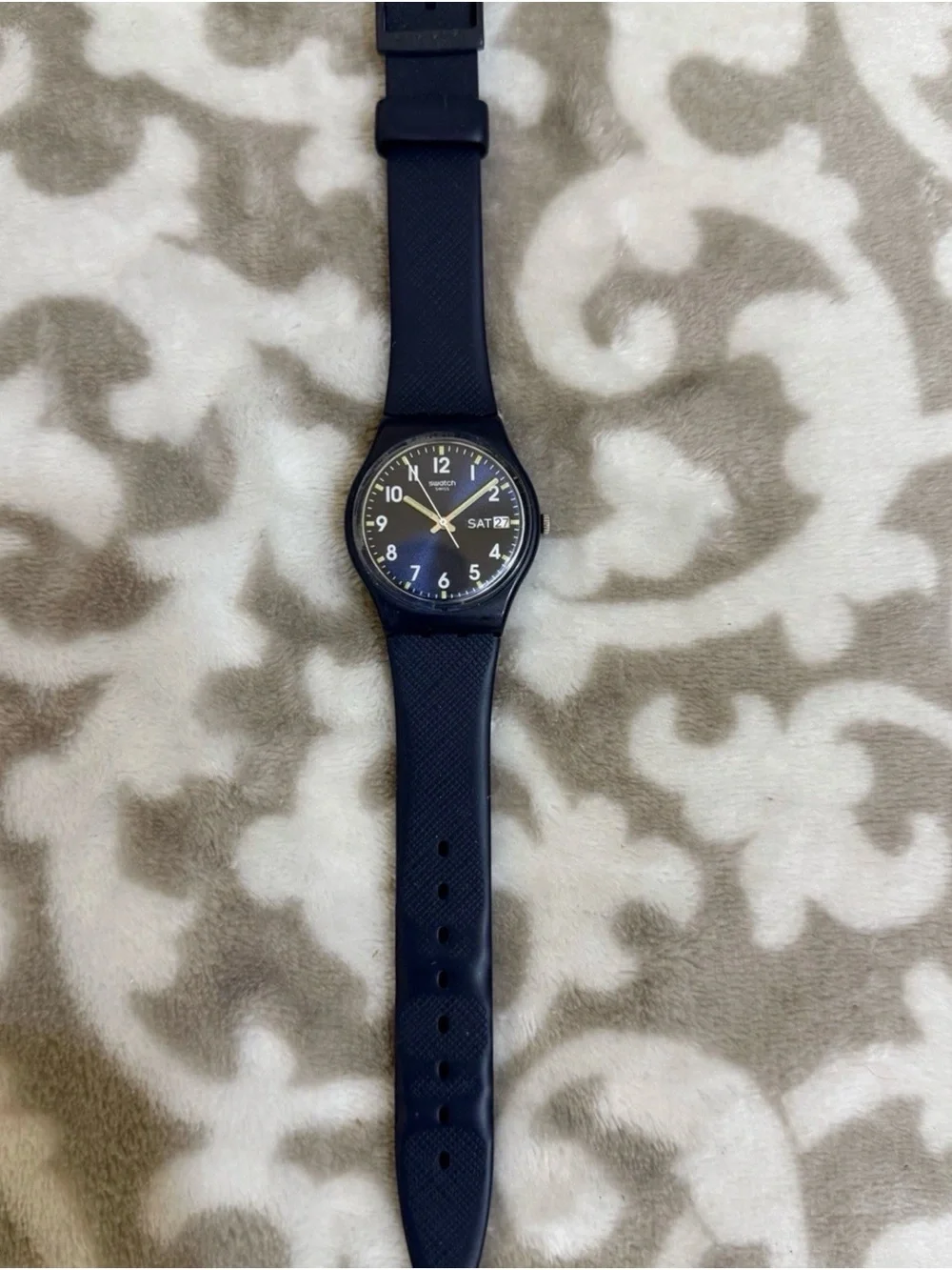 Swatch Sir Blue GN718 Classic Gent Day Date 34mm Blue Quartz Watch Unisex